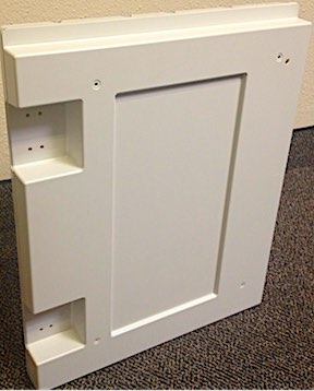 Back Side of a twin sheet thermoformed plastic cover for medical use.